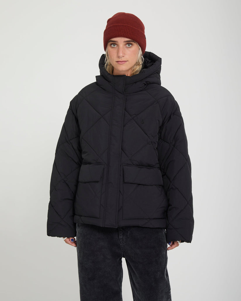 Out Of Boxy Puffer Jacke - Black