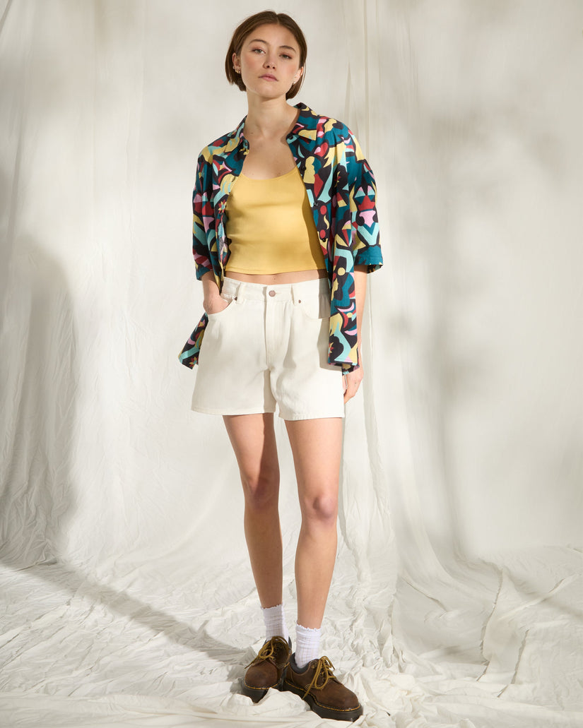 Stoned Boyfriend-Shorts - Vintage White