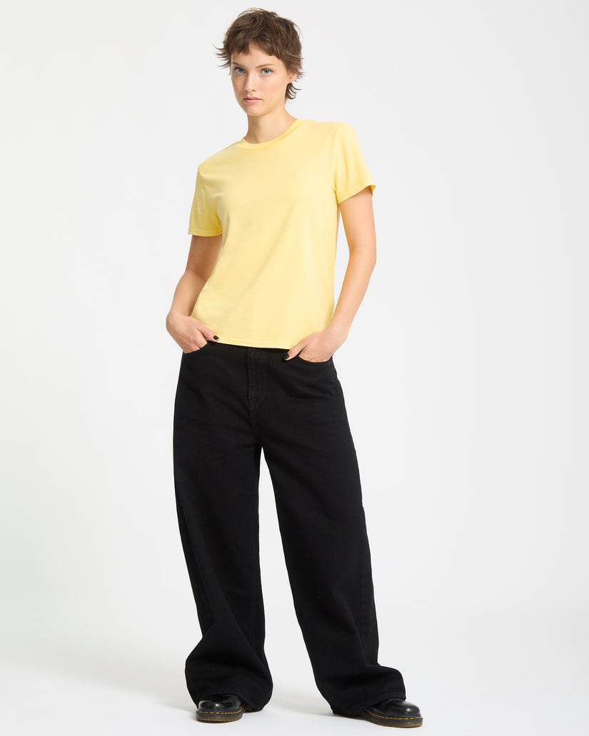 Solid Stone Besticktes T-Shirt - Dawn Yellow