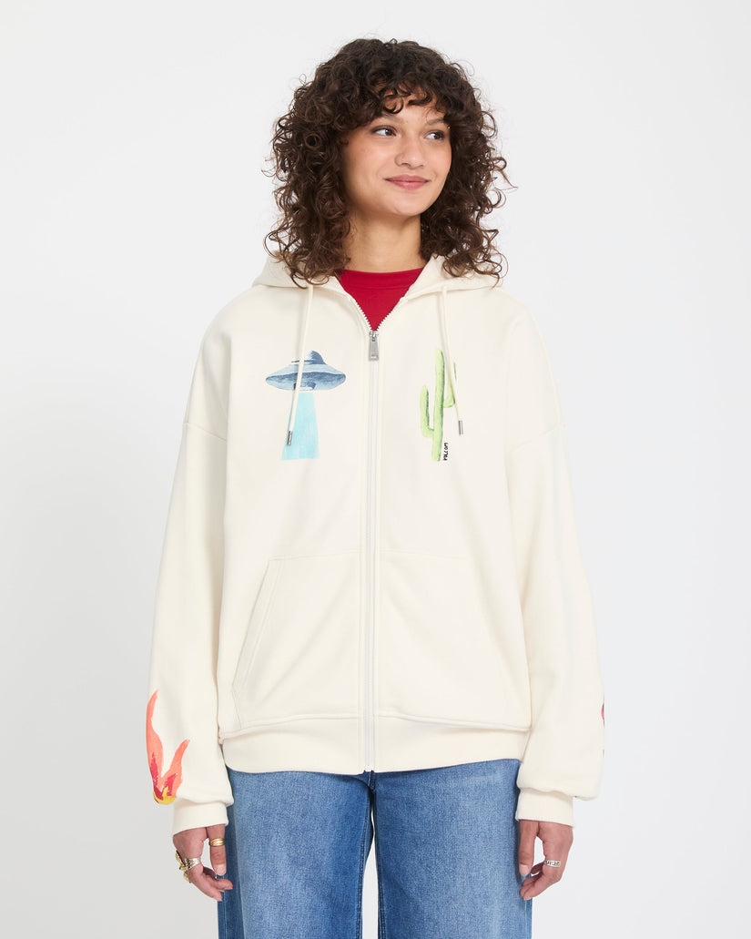 Mickey Mason Zip Up Hoodie - Off White
