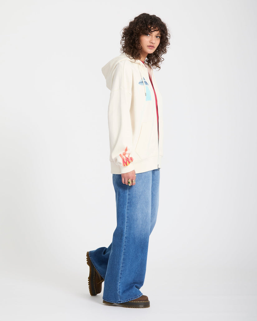 Mickey Mason Zip Up Hoodie - Off White