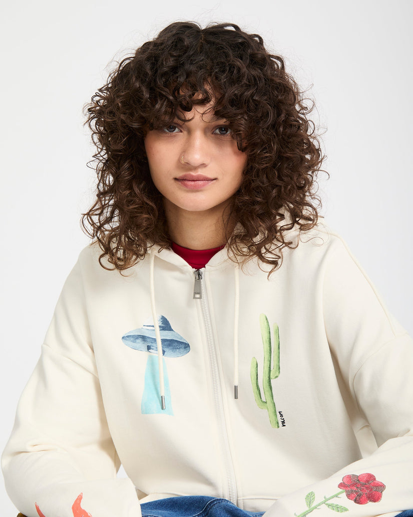 Mickey Mason Zip Up Hoodie - Off White