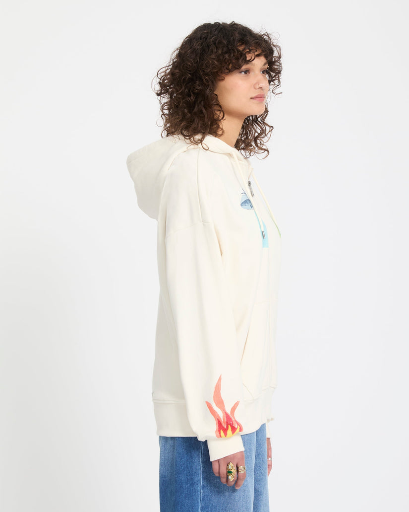 Mickey Mason Zip Up Hoodie - Off White