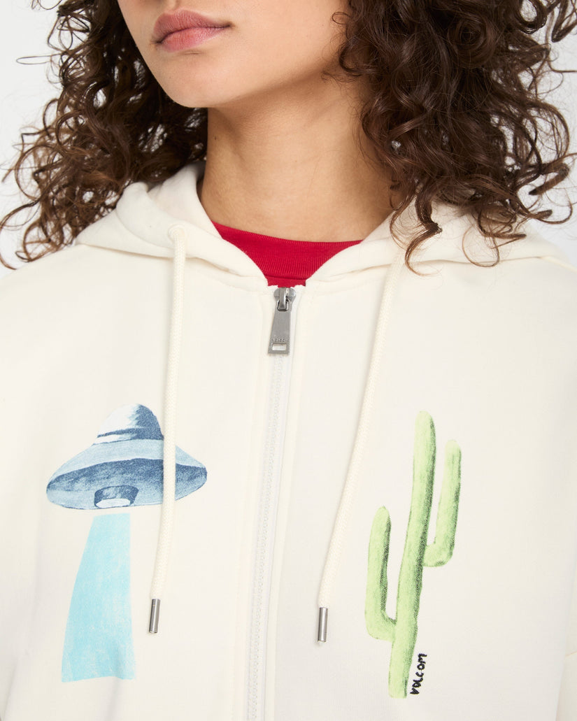 Mickey Mason Zip Up Hoodie - Off White