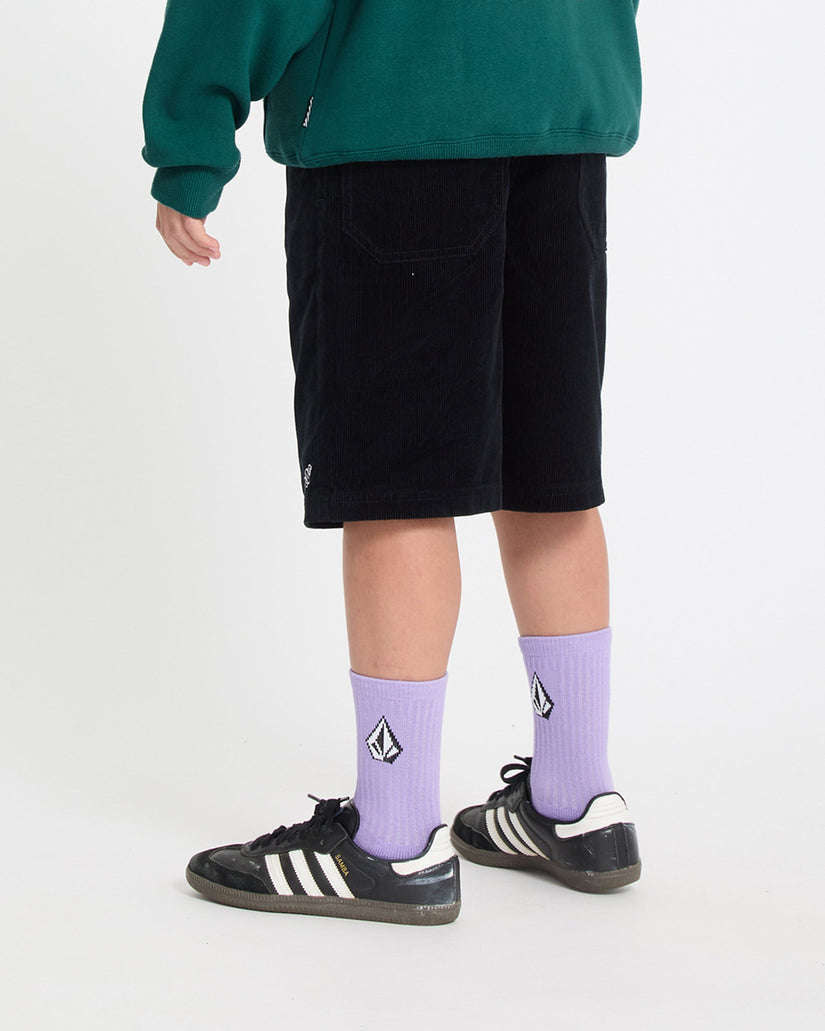 Outer Spaced Elasticated Waist Corduroy Shorts - Black - (KINDER)
