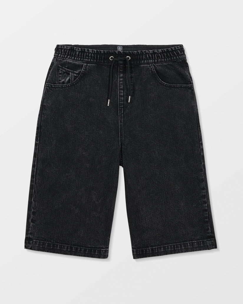 Freazy Loose Denim Elasticated Waist Shorts - Blackity Black - (KINDER)
