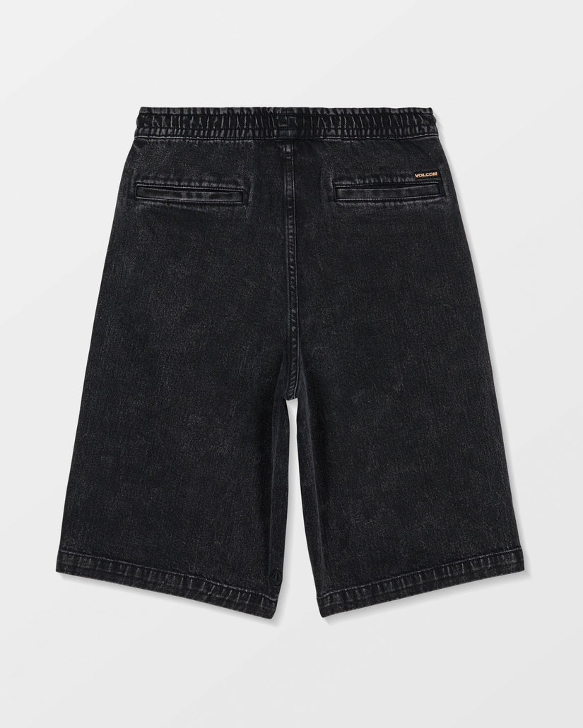 Freazy Loose Denim Elasticated Waist Shorts - Blackity Black - (KINDER)