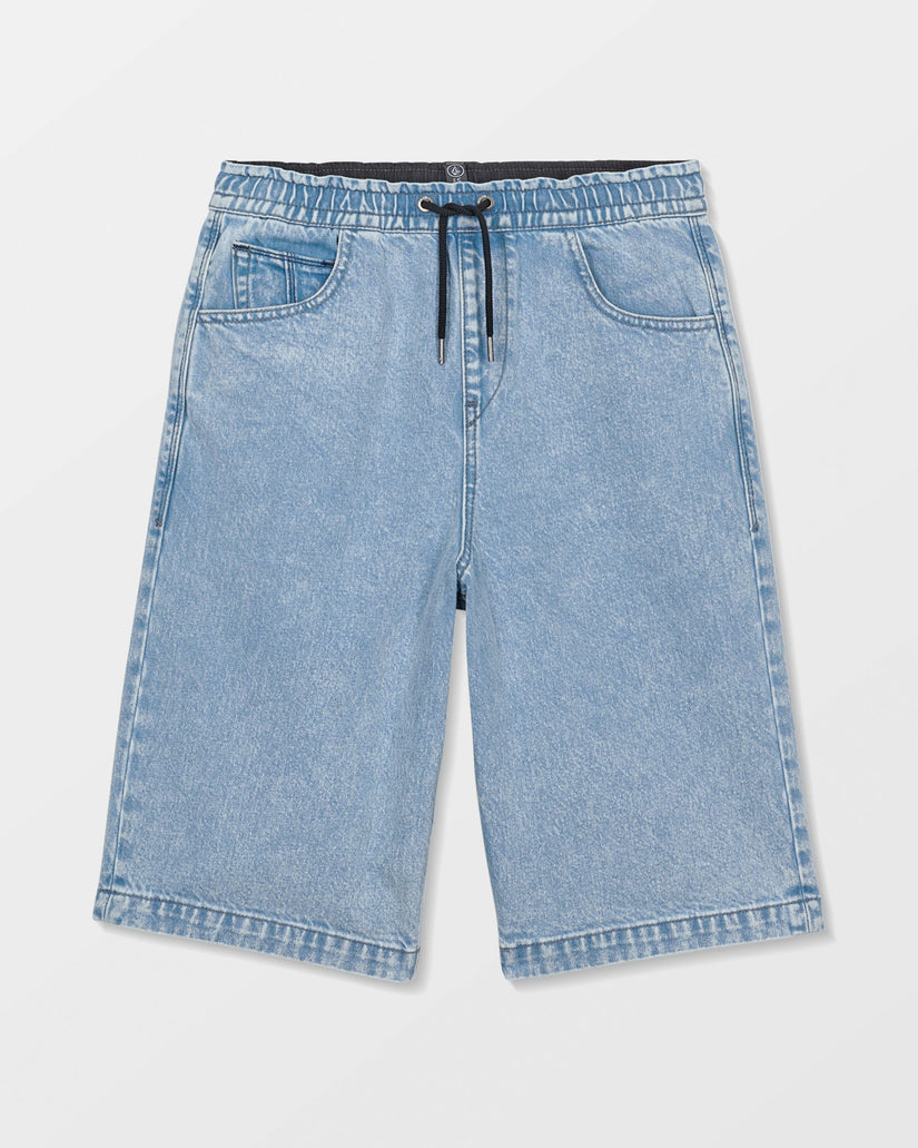 Freazy Loose Denim Elasticated Waist Shorts - Pale Aqua - (KINDER)