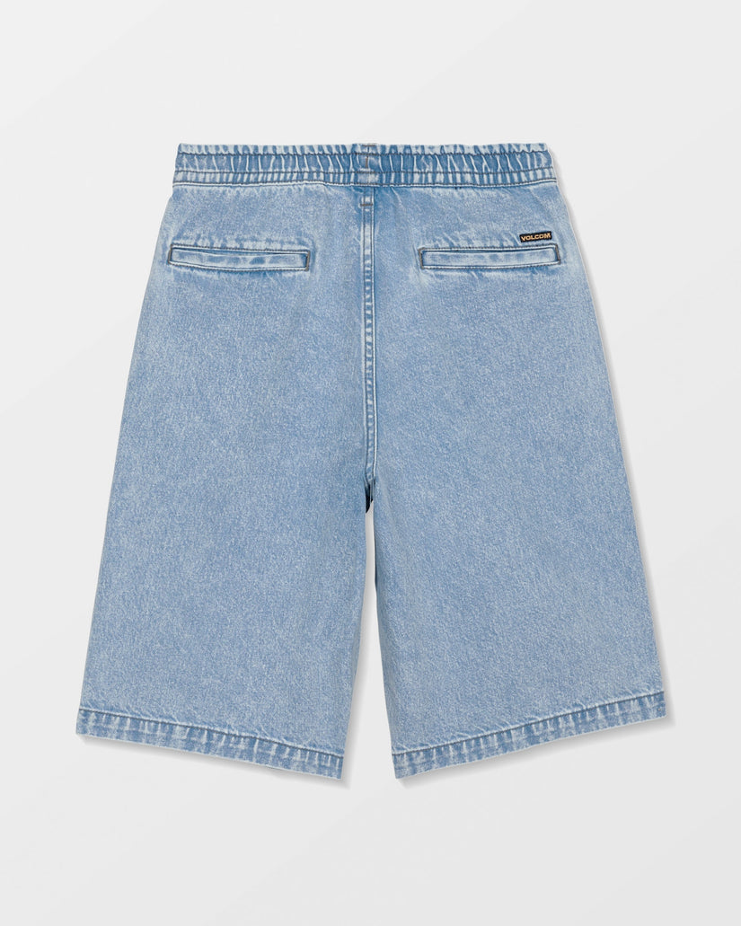 Freazy Loose Denim Elasticated Waist Shorts - Pale Aqua - (KINDER)