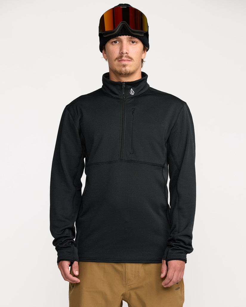 Gridlock Mock Neck Fleece Sweatshirt - Black