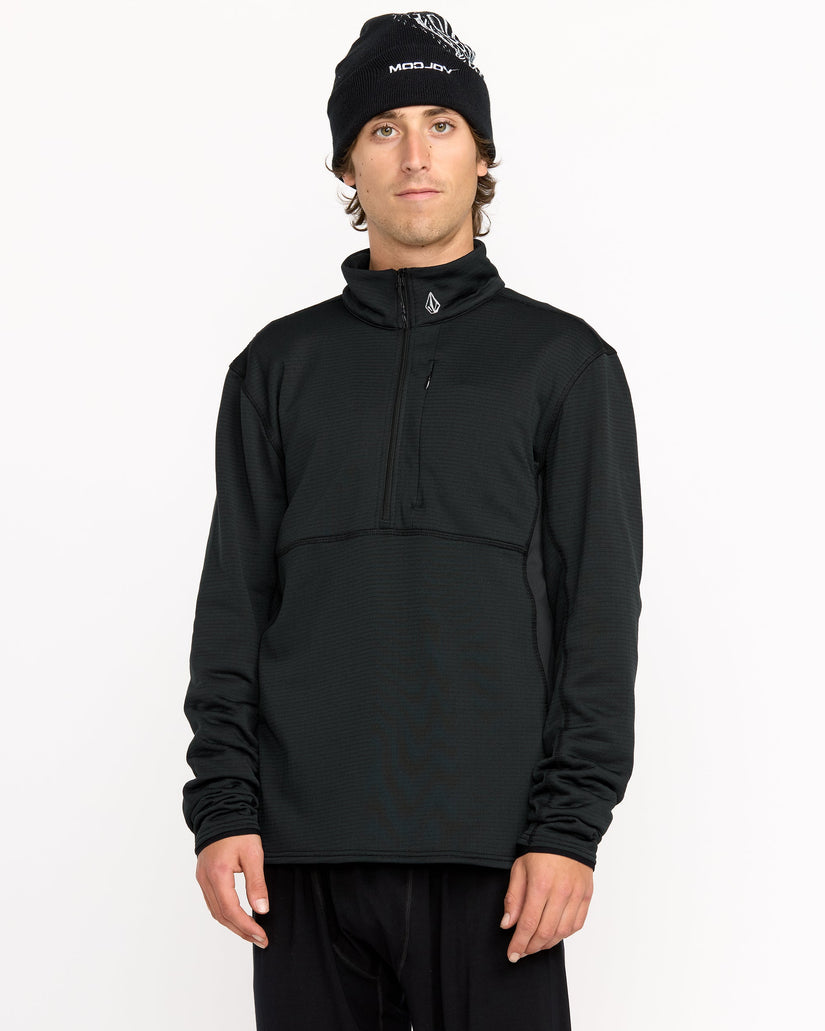 Gridlock Mock Neck Fleece Sweatshirt - Black