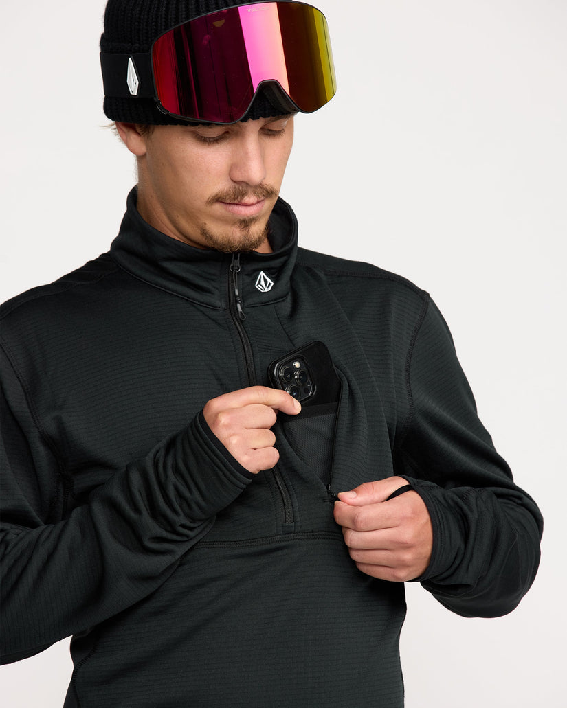 Gridlock Mock Neck Fleece Sweatshirt - Black