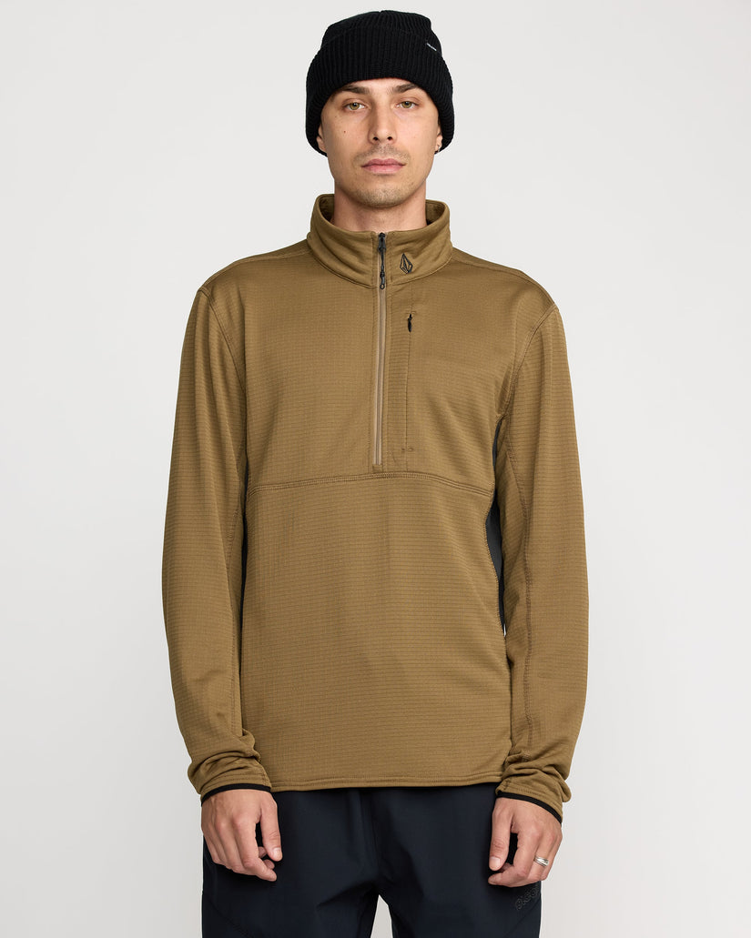 Gridlock Mock Neck Fleece Sweatshirt - Bronze