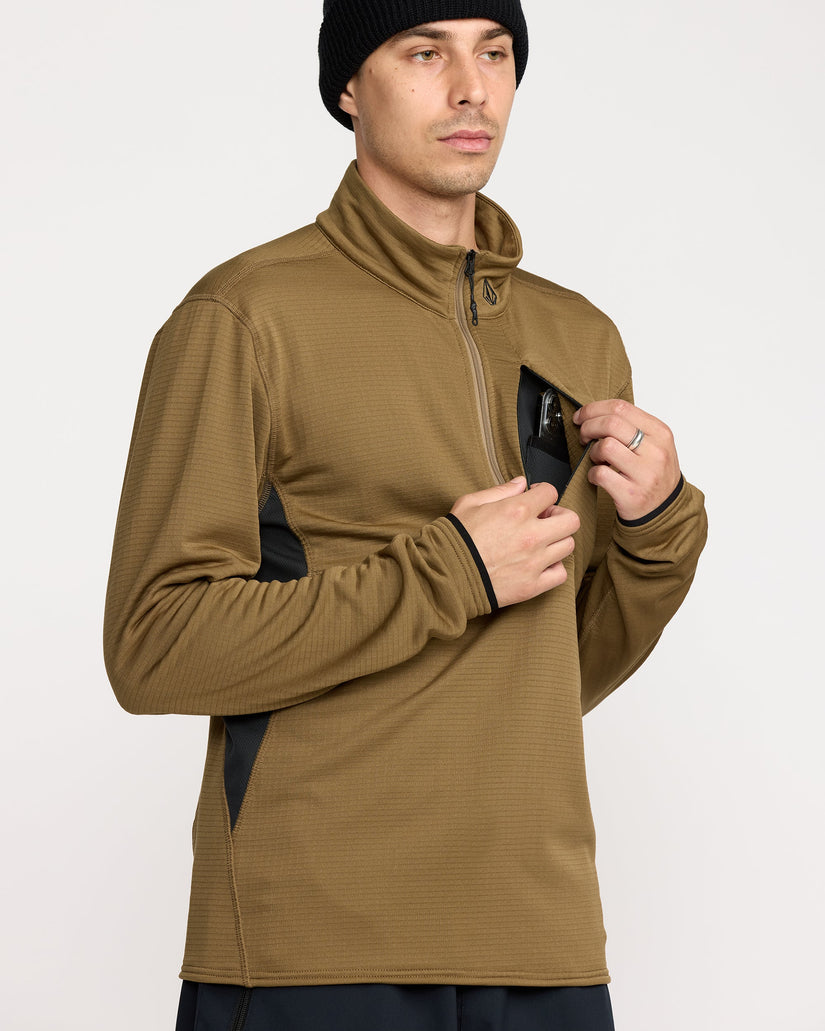 Gridlock Mock Neck Fleece Sweatshirt - Bronze