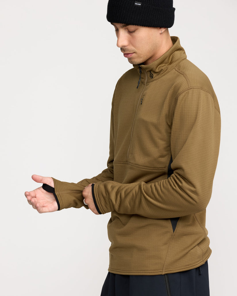 Gridlock Mock Neck Fleece Sweatshirt - Bronze